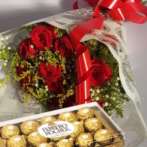 Buque de Rosas com Ferrero 12un