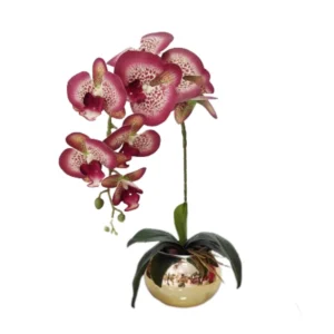 Arranjo Flores De Orquídea E Vaso Dourado Luxo Dante