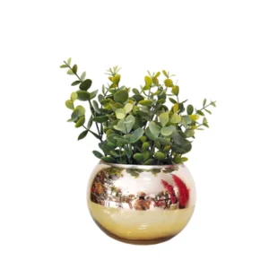 Arranjo De Flores Verdinhos No Vaso De Vidro Espelhado