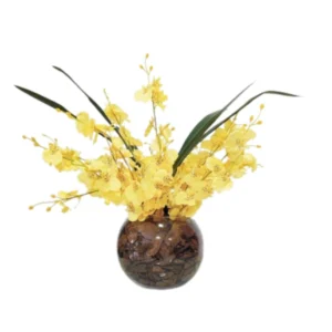 Arranjo Flores De Orquídeas Chuva De Ouro Amarelas E Vaso