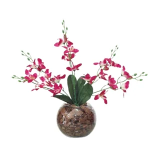 Arranjo Flores De Orquídeas Rosa Vaso Terrário De Vidro