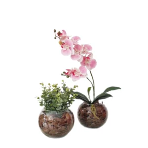 Kit 2 Arranjos Luxo De Flores Orquídea Com Vaso Pedro