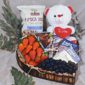 Cesta Love Light com Frutas e Urso