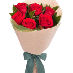Buquê de 06 Rosas Vermelhas Luxo