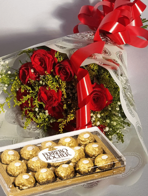Buque de Rosas com Ferrero 12un